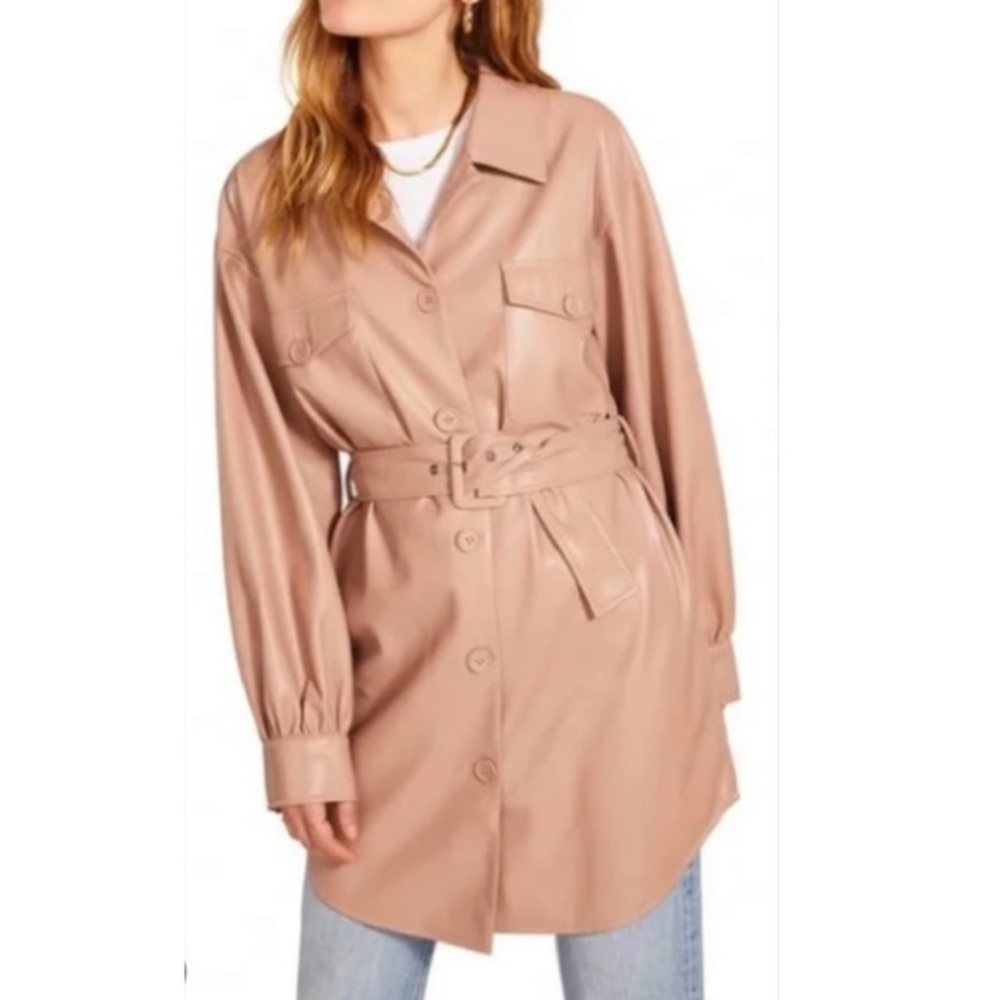 BB Dakota faux leather jacket blazer in mauve pink
